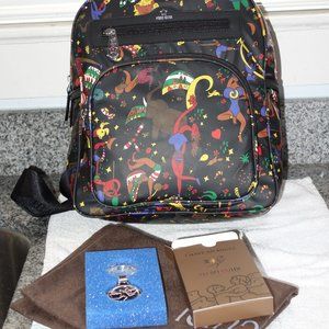 Piero Guidi Zaino Magic Circus Backpack (Nylon & Leather Trim) w/ Key Chain NWT